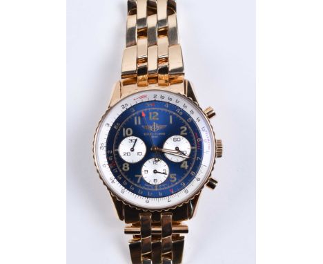 Breitling Navitimer 92 Wristwatch GoldBreitling Navitimer 92 Armbanduhr aus 18 Karat Gelbgold, blau silbernes Zifferblatt,  C