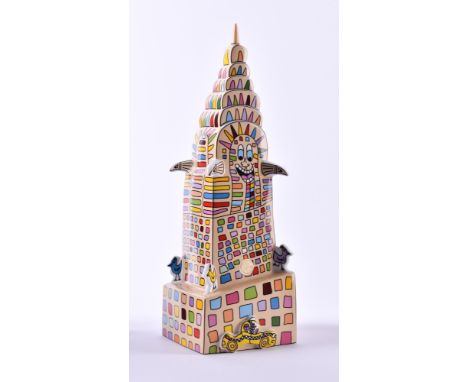 James RIZZI (1950-2011)"Artis Orbis, Highway to the Sky"farbig staffiert, mit Bodenmarke Goebel, seitlich signiert, H: 36 cm,