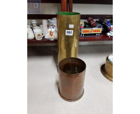 2 BRASS MILITARY SHELLS 