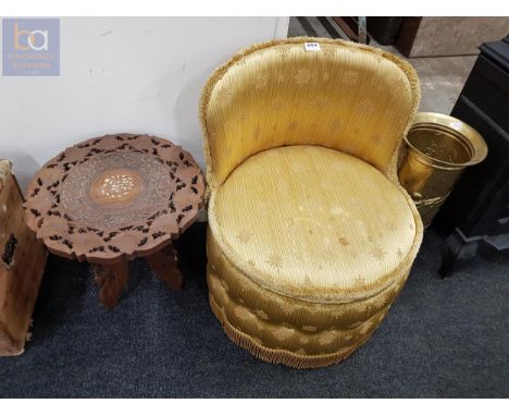 STICK STAND, CARVED TABLE AND CHAIR 