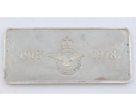 1918-1978 RAF silver 1 ounce bullion bar. UK P&amp;P Group 1 (£16+VAT for the first lot and £2+VAT for subsequent lots) 