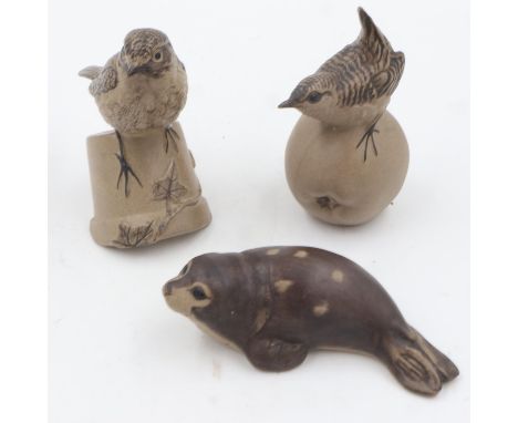 Two Poole Pottery birds and a seal, no cracks or chips, largest H: 18 cm. UK P&amp;P Group 3 (£30+VAT for the first lot and £