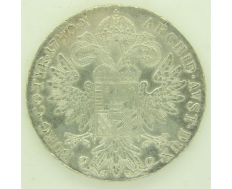 Silver restrike 1780 Maria Theresa thaler. UK P&amp;P Group 0 (£6+VAT for the first lot and £1+VAT for subsequent lots) 