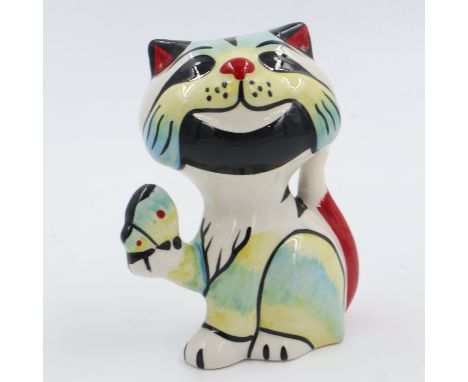 Lorna Bailey butterfly cat, no cracks or chips, H: 12 cm. UK P&amp;P Group 1 (£16+VAT for the first lot and £2+VAT for subseq
