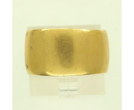 22ct gold wide-profile band ring, size N, 7.7g. UK P&amp;P Group 0 (£6+VAT for the first lot and £1+VAT for subsequent lots) 
