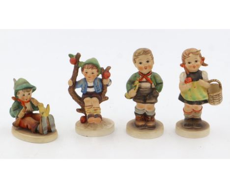 Four Hummel figurines, no cracks or chips. UK P&amp;P Group 2 (£20+VAT for the first lot and £4+VAT for subsequent lots) 