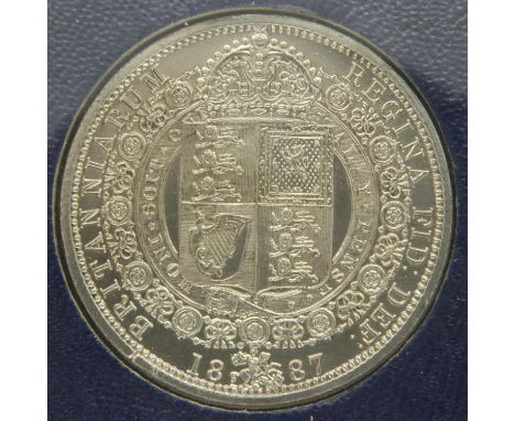 1887 silver half crown of Queen Victoria, box in Quadrum case. UK P&amp;P Group 1 (£16+VAT for the first lot and £2+VAT for s