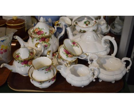 A Collection of Teawares to Include Royal Albert Old Country Rose Teapots and Two Cups and Saucers Together with a Royal Staf