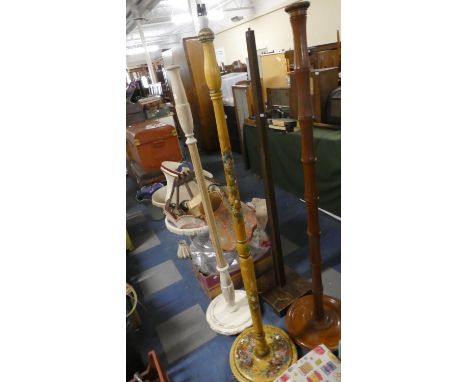 Four Vintage Standard Lamps and a Large Collection of Light Shades 