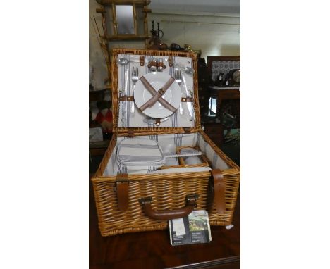 A Modern Unused Wicker Picnic Hamper by John Lewis, Complete 