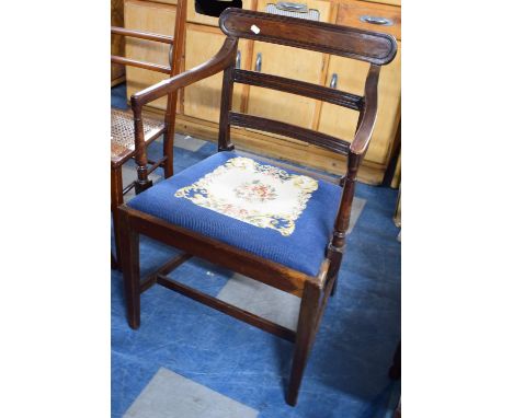 A 19th Century Mahogany Framed Ladder Back Armchair with tapestry Seat 