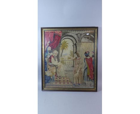 A Late 19th Century Framed Religious Tapestry, 54cm Wide 