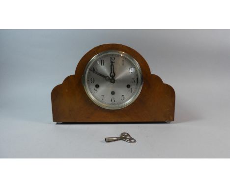 An Art Deco Walnut Westminster Chime Mantle Clock, 34cm Wide 