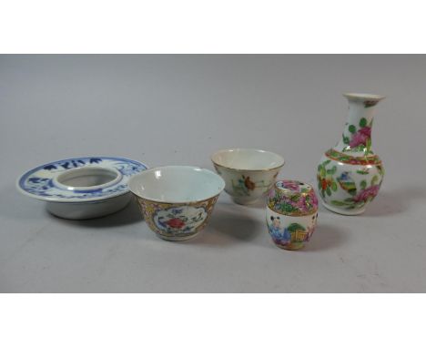 A Collection of 19th Century and Later Chinese Ceramics to Include a Famille Rose Export Miniature Lidded Pot Decorated With 