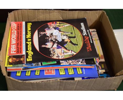 A Box Containing Various Football Programmes to Include England, Aston Villa, Rangers Celtic etc 