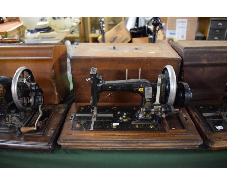 A Vintage Inlaid Cased Sewing Machine, Gritzner Durlach 