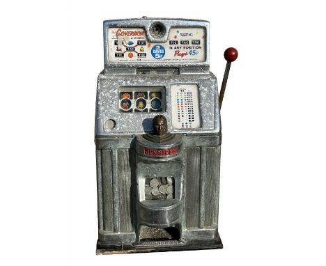 A 1960's D D Jennings &amp; Co 'The Governor Sun Chief Coin Operated Slot Machine / One-Armed Bandit featuring an Indian head