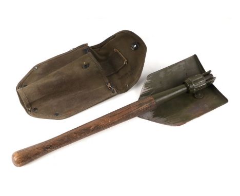 WW2 US Army folding spade in case. The case is marked MEYERS &amp; SON 1944 with the spade stamped: US AMES 1943