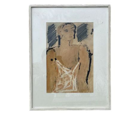 John Emmanuel (b1930) - Study of a Woman - signed in pencil lower right, possibly a coloured lithograph, framed &amp; glazed,