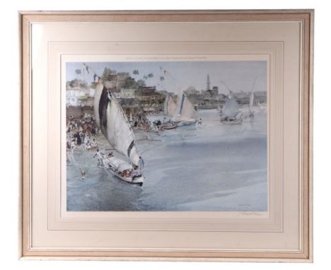 After Sir William Russell Flint - A Harbour Scene - proof print, signed in pencil to the margin, framed &amp; glazed, 63 by 4