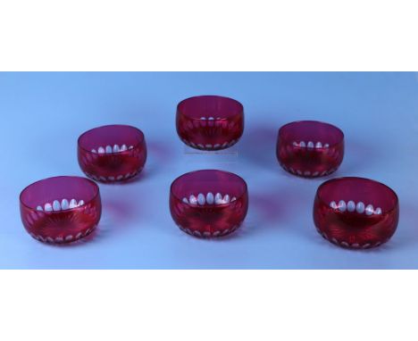 A set of six Bohemian ruby flashed glass finger bowls, 13cms diameter.Condition ReportThere are no chips or cracks, good over