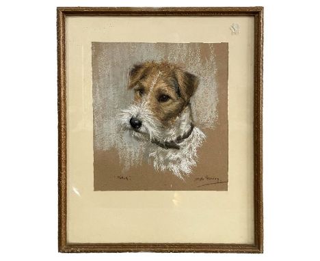 Hesta Warren (20th century school) - Patch - study of a fox terrier, signed lower right, pastel, framed &amp; glazed, 25 by 2