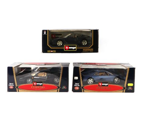 Three Bburago 1/18 scale Ferrari's comprising 456GT, 288 GTO and 348 TB, all boxed (3).