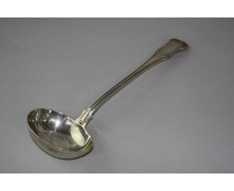 A SILVER LADLE, having shell mount to reverse of bowl and shell terminal, London 1822, approximately 9ozt