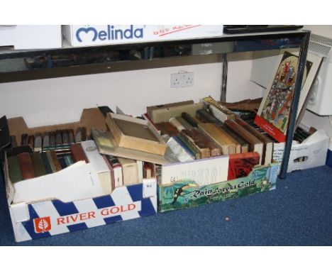 FIVE BOXES OF BOOKS, to include 'selection of thirty three Turkish Miniatures', 'The Sonnets of William Shakespeare', 'J.R.R.