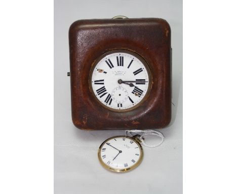 A TRAVELLING EASEL POCKET WATCH CASE, and pocket watch, Arabic numeral dial inscribed R W Bedford Regent St London, together 