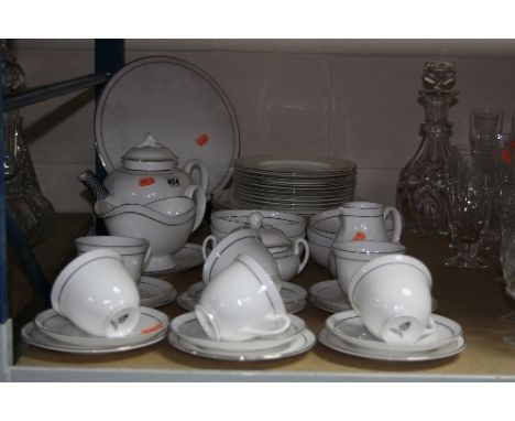 ROYAL WORCESTER 'CONTESSA SILVER' DINNERWARES, (over 40 pieces)