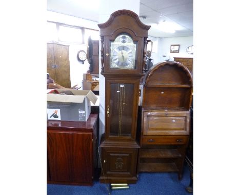 A MODERN MAHOGANY LONGCASE CLOCK, with glazed door, Made in West Germany, approximate height 196cm, (pendulum and two weights