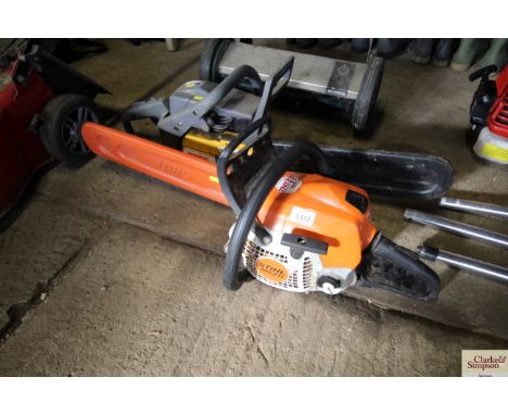 A Stihl MS211 chainsaw