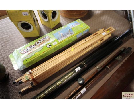 A wooden folding artists easel