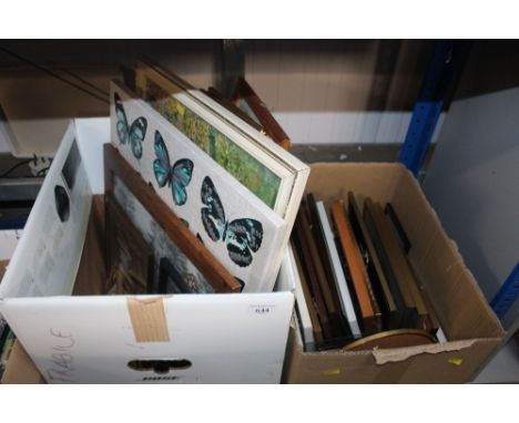 Two boxes containing various pictures and prints