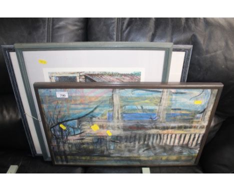 A pencil signed limited edition print 'Old English Game Cockerel' together with two other framed prints