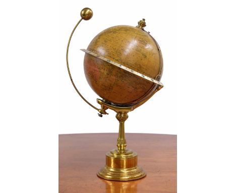 French patent globe clock inscribed 'The Empire Clock', Patent 19460, with silvered horizontal twenty-four hour chapter ring 