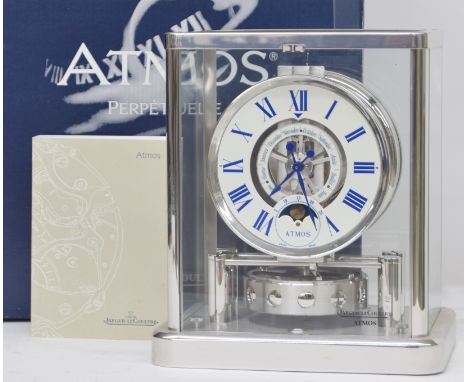 Fine Jaeger LeCoultre Atmos Classique Phases de Lune clock, model no.&nbsp;5112202, rhodium plated case, cal. 562 movement, n