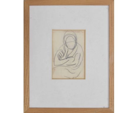 Attributed to Ronald Ossory Dunlop RA (19th/20th century) - mother and child, pencil study, a preparatory unfished working sk
