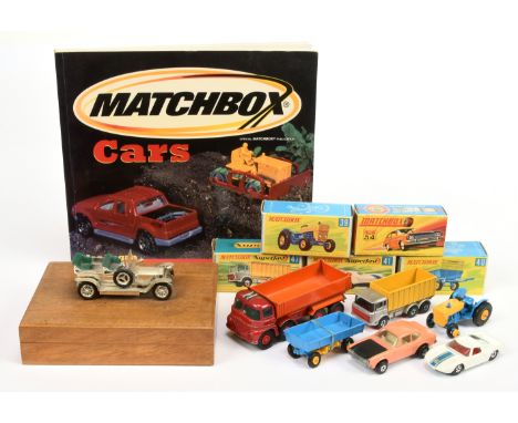 Matchbox Superfast&nbsp; &amp; Regular Wheels group of early 1970's issue cars &amp; book - Including (1) Regular Wheels 39c 