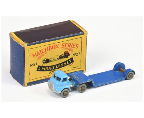 Matchbox Regular Wheels 27a Bedford Articulated Low Loader - Stannard Code 1 - Light Blue Tractor unit with silver trim, dark