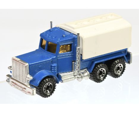 Matchbox Superfast 56d Peterbilt Tanker Factory Pre-Production Colour Trial - blue cab &amp; chassis, white plastic tank with