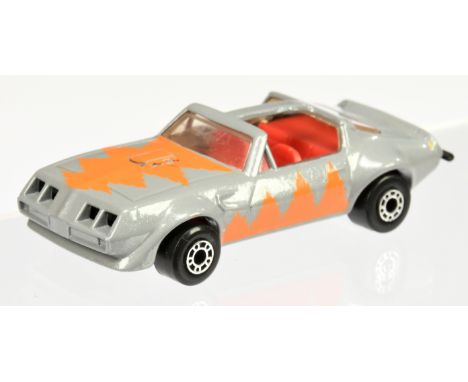 Matchbox Superfast 35d Pontiac Trans-Am Factory Pre-Production Colour Trial - metallic light grey body with orange TRIAL DECA