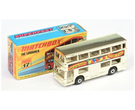 Matchbox Superfast 17b Daimler Fleetline Londoner Bus - Light Gold Plated Giftware Series Body with 1st Type "Swinging London