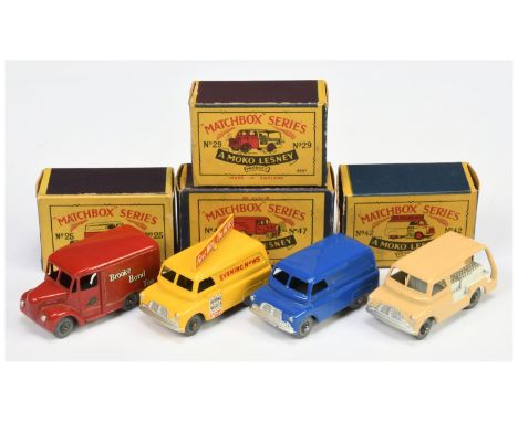 Matchbox Regular Wheels group of 1950's issue Commercial Vehicles - all with metal wheels - (1) 25a Bedford CA Dunlop Van - m