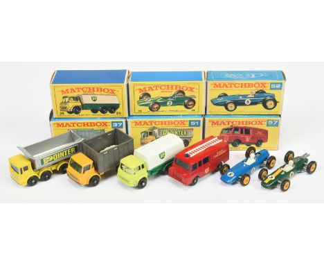 Matchbox Regular Wheels group of mid to late 1960's issue racing cars &amp; Commercial Vehicles - Including (1) 19d Lotus For