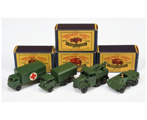 Matchbox Regular Wheels group of late 1950's issue Military Vehicles - all with black plastic wheels &amp; crimped axles to i