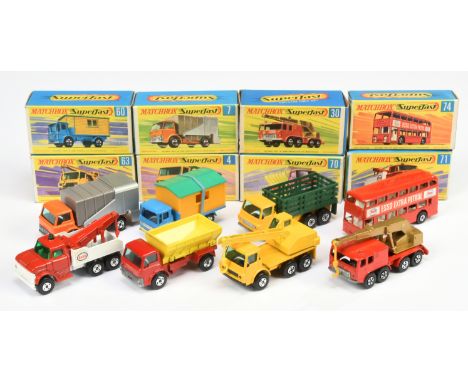 Matchbox Superfast &nbsp;group of early 1970's issue Commercial Vehicles - all with black axle clips - (1) 4a Dodge Stake Tru