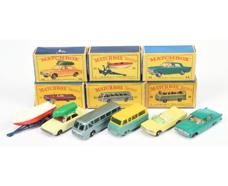 Matchbox Regular Wheels group of 1950's issue Models - Including (1) 33b Ford Zephyr 6 (suspension collapsed); (2) 39b Pontia