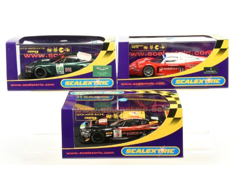 Slot cars - Scalextric Racing car group to include C2790 Aston Martin DBR9 race No.58, C2784 Maserati MC12 Race No.1, C2790 A